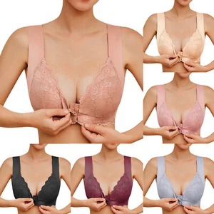 Plus Size Bra for Women No Steel Ring Front Close Bra Seamless Wide Strappy Bras - Picture 1 of 18