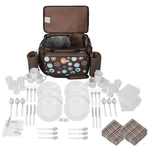 XXL Kühltasche Camping Thermo isolierte Picknicktasche + Kühleinsatz + Geschirr - Bild 1 von 8
