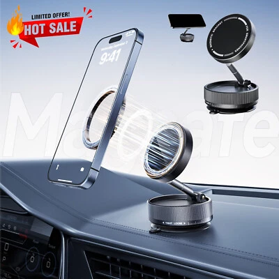 Car Cell Phone Holder Windshield Mount Bracket Magnetic Stand Suction Cup Black - Image 1 of 4