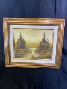 VINTAGE SUNSET LANDSCAPE 8 X 10” ORIGINAL OIL ON CANVIS BY AUNOIN - Picture 1 of 6