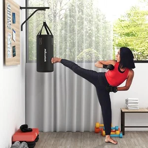 SPORTNOW Boxsack Wandhalterung Boxsack Ständer mit Handschuhen, Stahl, Schwarz - Bild 1 von 10