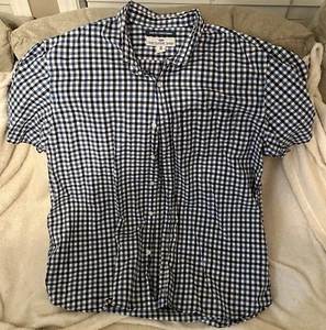 Camicia da uomo Old Navy XL a maniche corte blu e bianca abbottonata - Foto 1 di 1