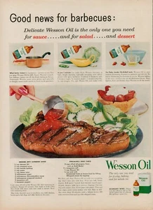 Ingrediente de receta de comida 1956 aceite Wesson años 50 anuncio impreso vintage salsa barbacoa tartas - Imagen 1 de 9