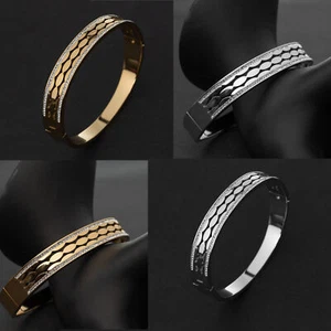 Armschmuck Edelstahl Armband Damen – Strass Wellen-Design Goldfarben Elegant - Bild 1 von 6