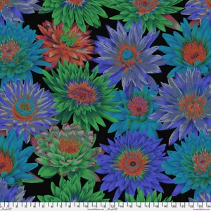 KAFFE FASSETT PHILIP JACOBS TROPICAL WATER LILIES PJ119 DARK FLORAL FABRIC HY - Picture 1 of 1