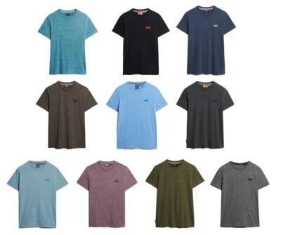 Superdry T Shirt Mens Crew Neck Short Sleeve Essential Logo Black Blue Khaki Red - Image 1 of 4