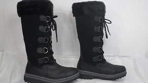 Abound 'Lynx' Black Leather Faux Fur Trim Tall Winter Boot Women Size 6 M - Picture 1 of 5