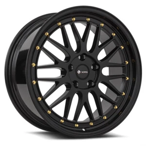 18x8 Vors VR8 5x108 +35 All Black Gold Rivet Wheels (Set of 4) - Picture 1 of 3