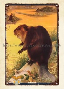 art on the wall 1940s Standard Fur House beaver THE ENGINEER metal tin sign - Picture 1 of 4