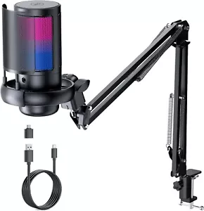 Mikrofon do gier USB z ramieniem RGB Podcast Streaming Micro do PS5 PS4 PC MAC B1131 - Zdjęcie 1 z 7