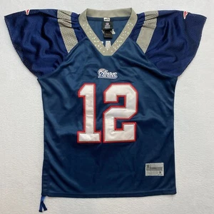 New England Patriots Brady #12 Jersey Women's L Blue Short Sleeve NFL Football - Picture 1 of 11