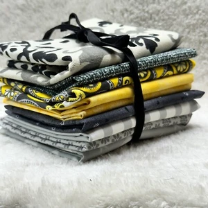 Fat Quarter "Sunshine in the Gray" 9-teiliges Quilt-Stoffpaket, gelb/schwarz - Bild 1 von 7