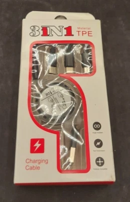 3-in-1 Retractable Charging Cable Apple Type C Micro Light***g USB 3.0 Data Sync - Image 1 of 3