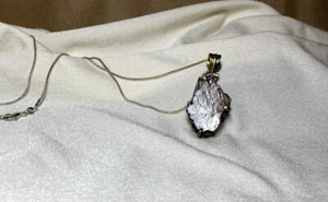 Halskette Rauchquarz halbtransparent Messing Kupfer minimalistisch 925 Kette Silber - Bild 1 von 3