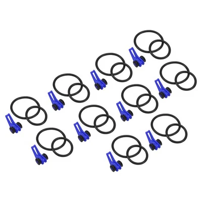 10 Pcs Plastic Fishing Hook Keeper Lure Holder with 2 Size Rubber Rings Blue - Image 1 of 4