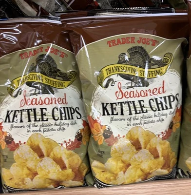 2 Packs Trader Joe's Thanksgiving Stuffing Seasoned Kettle Chip 6 oz Each 🦃🦃 - Image 1 of 3