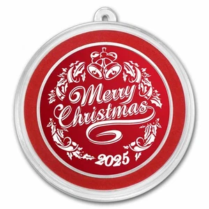 2025 1 oz Silver Colorized Round - Rosy Red Merry Christmas - Picture 1 of 3
