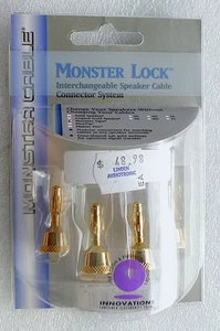 Set of 4 - Interchangeable Monster Lock GOLD Speaker Connector - Banana Tip  NEW - Picture 1 of 5