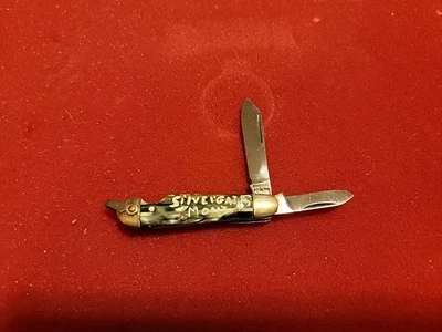 Винтажный колониальный США 2 лезвия мини брелок целлулоид нож фантастический  - Изображение 1 из 4