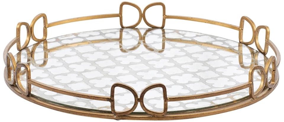 Bandeja decorativa redonda dorada antigua y espejada Valentina Foto 1 de 1