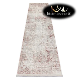 Modern Designer cheap Rug DISTIN fringes Abstraction vintage pink / white - Picture 1 of 13