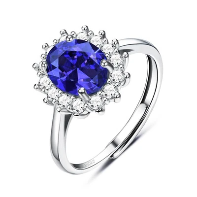 Adramata 925 Anelli in Argento Sterling per Donna Anello di Fidanzamento Zaffiro - Immagine 1 di 4