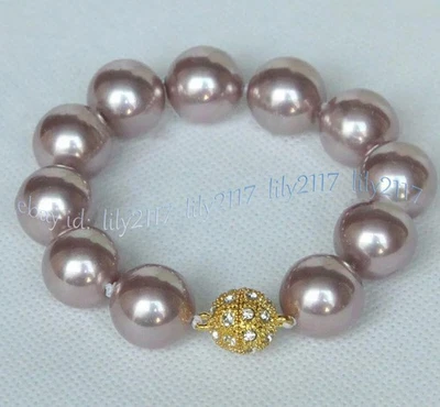 Pulsera de cuentas redondas con concha de perlas multicolor de 12 colores cierre magnético Foto 1 de 4