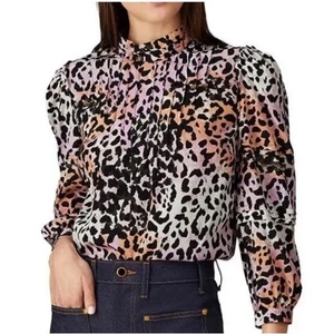 Veronica Beard mehrfarbig Leopardenmuster Lety Seide Top Gr. 4 pastell schwarz Bluse - Bild 1 von 11