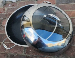 HexClad Hybrid Nonstick 14-Inch Pan Wok with Steel Lid, USED!! - Picture 1 of 11
