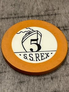 RAR Casino Chip SS Rex Schiff Casino 1938-39 Original SHOT DOWN SHIP! 111024aAE - Bild 1 von 3
