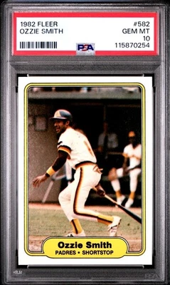 1982 FLEER #582 OZZIE SMITH PADRES HOF PSA 10 - Image 1 of 2