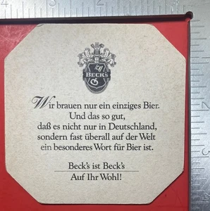 BECK'S. 4 INCH DIECUT BEER COASTER BECK'S UND DAS SO GUT! - Picture 1 of 2