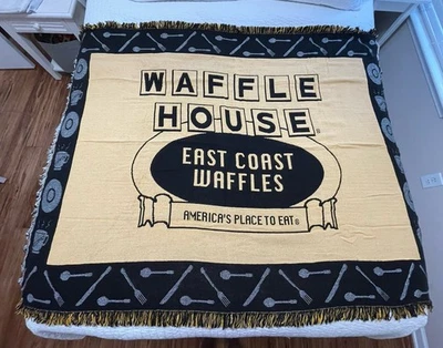 NEW Waffle House  tapestry Fringe Blanket Throw 48x62” America’s Place To Eat - Image 1 of 4