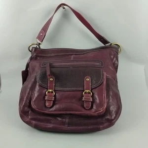 Autograph M&S Handbag Burgundy Leather Shoulder Crossbody Bag Zip Hobo - Picture 1 of 11