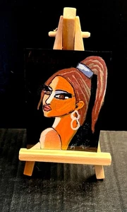 Retrato PINTURA ARRIANA GRANDE ACEO 2,5 x 3,5 ARTE POP ORIGINAL SWARTZMILLER DNA - Imagen 1 de 20