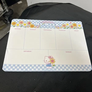 Hello Kitty MY WEEK Weekly Desk Pad Calendar Planner 52 Tear Off Blue Flowers - Picture 1 of 2