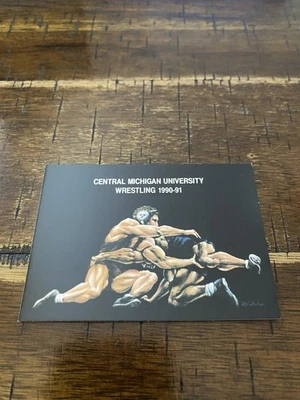 Tarjeta de calendario de bolsillo de lucha libre de la Universidad Central de Michigan 1990-91  Foto 1 de 2