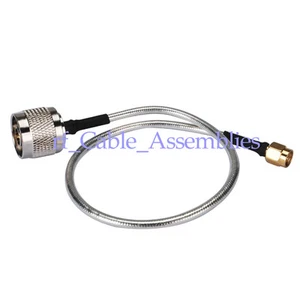 SMA plug male to N-Type male plug straight cable Semi-Flexible-.141' cable RG402 - Picture 1 of 6
