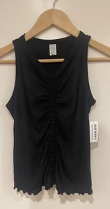 Old Navy Kid Girl UltraLite Go-Dry Ruched Cropped Rib-Knit Tank Black XL 14-16 - Picture 1 of 5