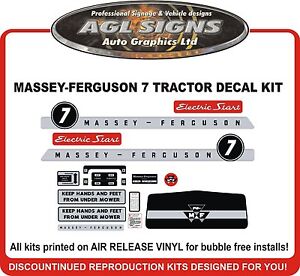 MASSEY FERGUSON 7 Garden Tractor Reproduction Decal Kit    8 