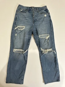 Hollister Ultra High-Rise Vintage Straight Jeans Size 7 R Distressed Blue Denim - Picture 1 of 5