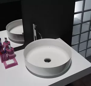 Bathroom - Round Above Counter Top Basin - Stone - Solid Surface - Matt Finish - Picture 1 of 5