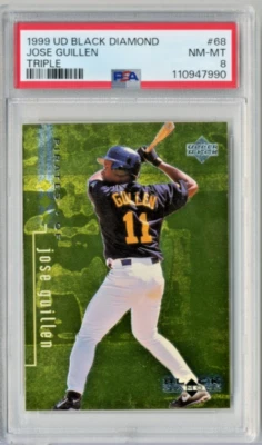 JOSE GUILLEN  1999 Upper Deck Black Diamond GOLD Triple PIRATES PSA 8 - Image 1 of 2