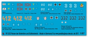 Peddinghaus Decals 1/87 2323 Deutsche Panzer der Gotenlinie