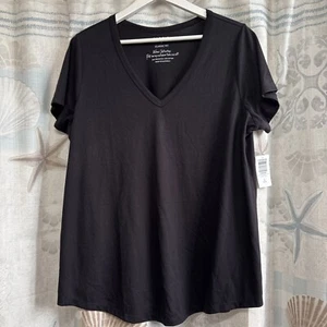 Torrid Women's Classic Fit V-Neck T-Shirt Top Stretch Size 1 (14-16) Black NWT - Picture 1 of 11