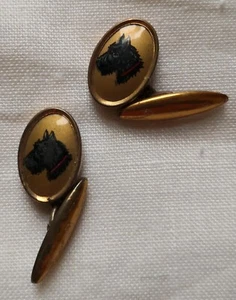 VINTAGE CUFF LINKS - SCOTTIE DOG HEADS - Picture 1 of 4