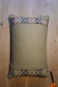 2 Cushion Covers 23 X15” Professionally Hand Made Wool Tweed , Check Borders. - Picture 1 of 6