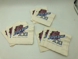 9Pc Vtg Super Bowl XXI 5" Square Napkin Giants Broncos Football Fan Rose Bowl - Picture 1 of 5