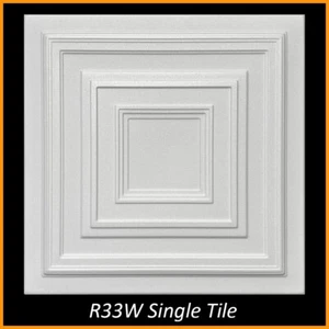 DIY Ceiling Tiles, Glue Up, Foam, 20x20, R33 White Pack of 48 (126 s/f) - Picture 1 of 6
