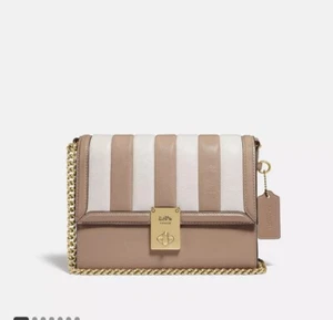 Bolso de Hombro Coach Hutton Nuevo con Etiquetas con Acolchado de Bloques de Color Taupe 739 - Imagen 1 de 9